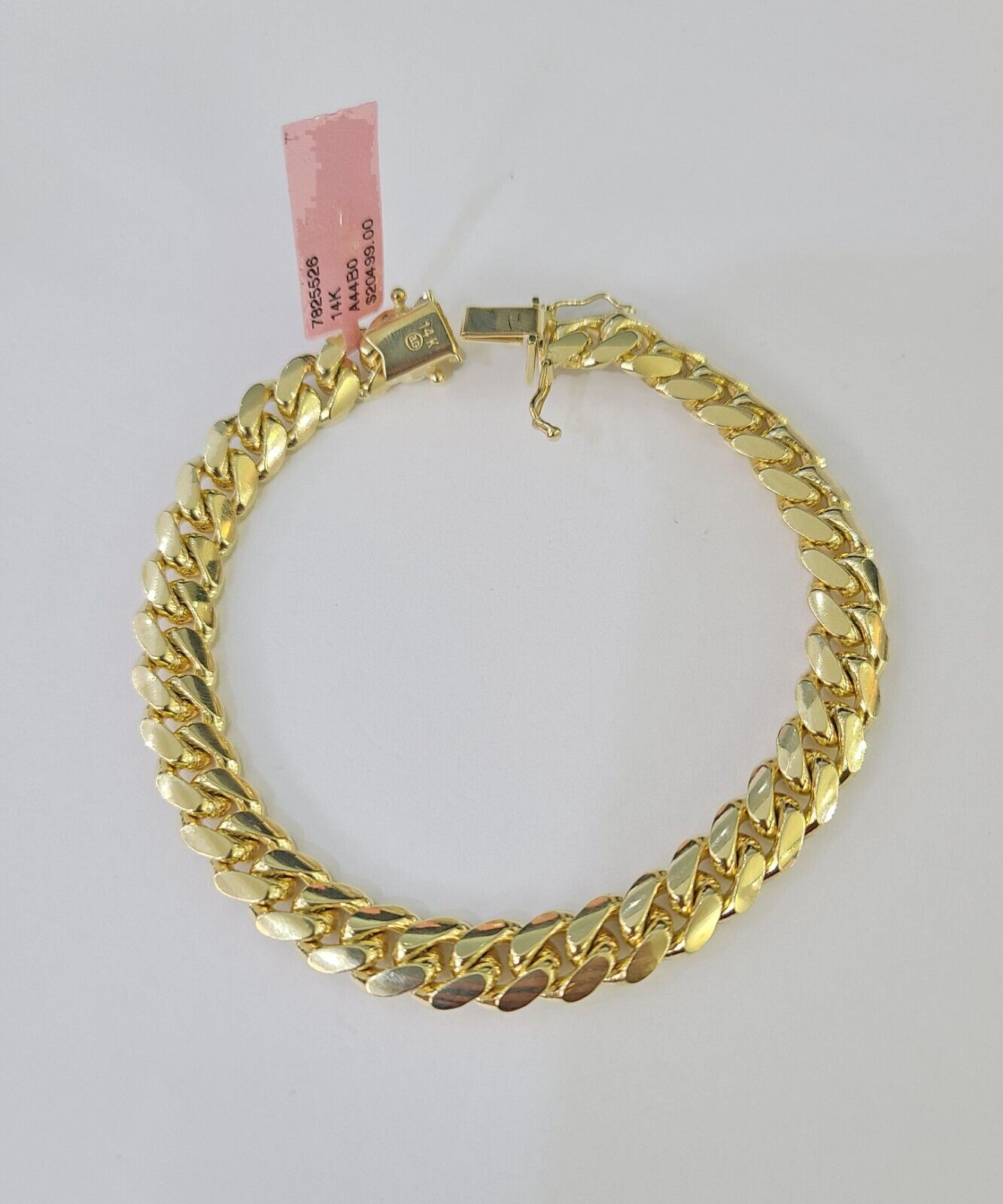 Real 14k Miami Cuban link Bracelet Yellow Gold 8mm 7.5" 8" 8.5" 9" Inch Solid - GoldenlinQ